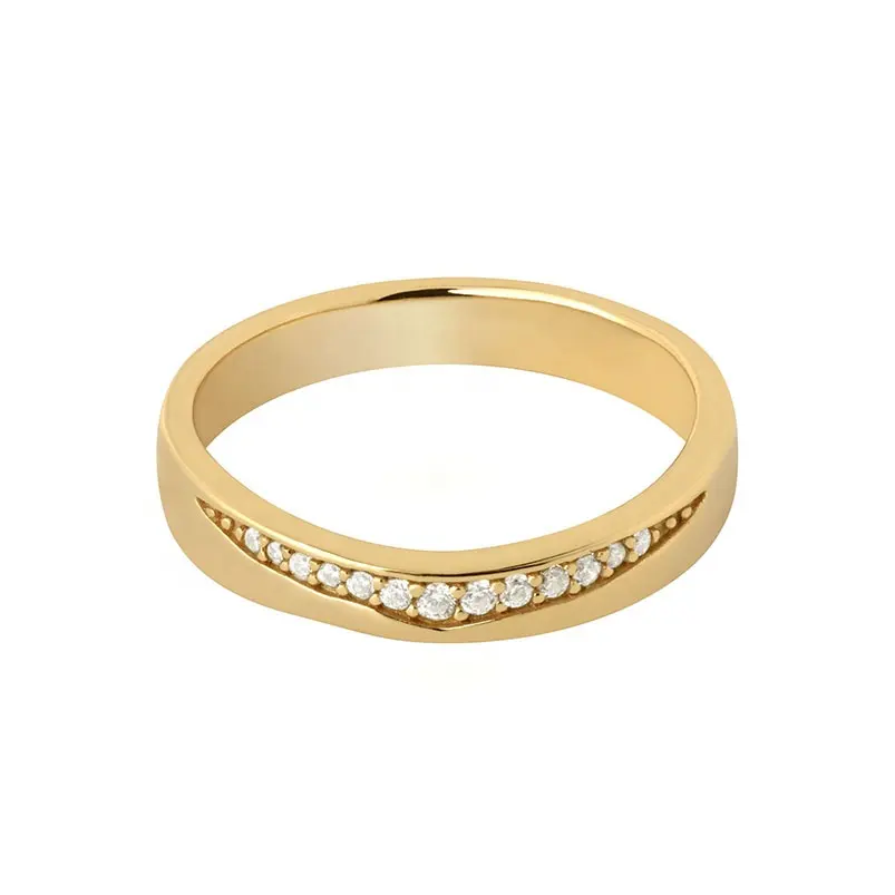 Gemnel 925 sterling silver 18k gold diamond band wedding engagement ring