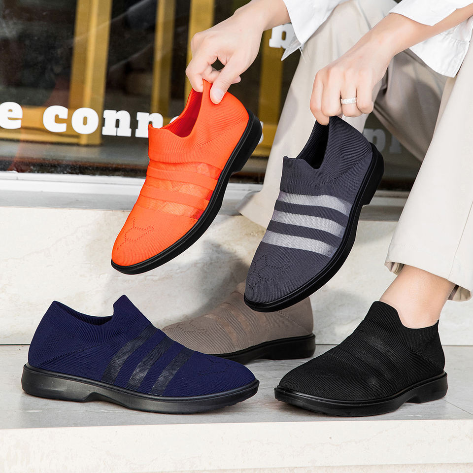 Mesh Material Import Wholesale Men's Knit Mesh Slip on Casual Shoes Breathable Lightweight ...