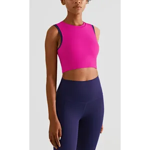 2022 Khỏa Thân Mềm Cảm Thấy 80 Nylon 20 Spandex Màu Sắc Phù Hợp Với Yoga Vest Full-Bọc Thể Dục Thể Thao Yoga Crop Tank Top