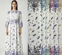 Tissu pour robe longue en lin slub de qualité supérieure, motif floral à volants, design original, pour printemps-été