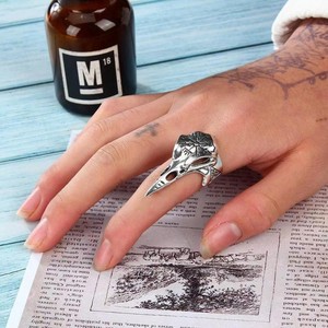 Bague en argent pour homme, design ouvert, crâne d'aigle viking nordique, cadeau de bijoux - Product Image 1