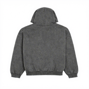 OEM ODM <b>Men's</b> Oversized <b>Grey</b> Acid Washed Hoodie Pullover <b>Sweatshirt</b> With Kangaroo Pocket custom Logo - Product Image 4