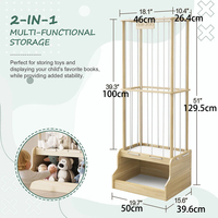 Cage de rangement en bois pour animaux en peluche, organisateur de jouets pour enfants avec armoire de rangement inférieure pour salle de jeux