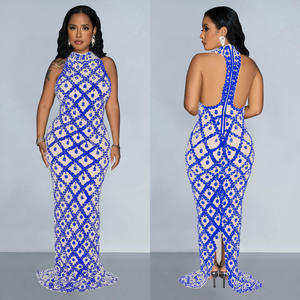 Gonna gonna aderente alla schiena con ananas in garza trasparente a diamante lucido con Costume da <span class=keywords><strong>cantante</strong></span> Sexy - Product Image 2