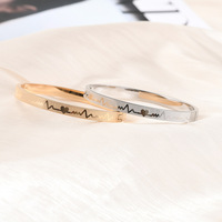 Vente en gros de haute qualité en acier inoxydable plaqué or 18 carats Bracelet Ecg en forme de cœur Bracelet minimaliste personnalisé Cadeau unique pour couple