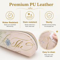 Estuche Multiusos de PU para Lápices y Bolígrafos, Bolsa de Maquillaje, Organizador de Cables Electrónicos, Estilo Vintage, para Mujeres y Niñas, Regalo