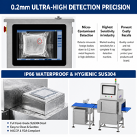 Sistem Uji X-ray Makanan SUS304 dengan Deteksi Otomatis Berkecepatan Tinggi 0.1mm untuk Logam, Kaca, Batu, Tulang, Keramik, Berlabel CE
