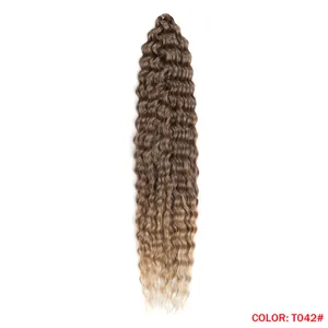 Toptan su dalga tığ 30 inç derin dalga büküm saç sentetik tanrıça örgüler saç dalgalı Ombre sarı saç uzatma
