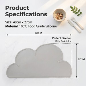 Light Weight Cloud Shape <b>Silicone</b> Place <b>Mat</b> <b>Silicone</b> Placemat for Baby Toddlers Home Kitchen Dining Table - Product Image 1