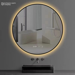 Espejo inteligente enmarcado redondo, pantalla táctil de baño, LED con luz, desempañador, espejo de baño, espejo de baño, colgante de pared - Product Image 4
