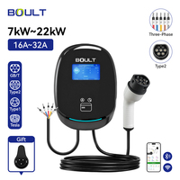 Nouvelle borne de recharge murale pour véhicules électriques, simple, 7 kW, 32 A, prises Type 2/GB/T, avec écran LCD de 4,3 pouces, indice de protection IP65, garantie de 24 mois, pour usage domestique
