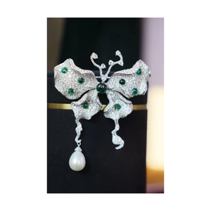 Broche de mariposa elegante de Plata de Ley 925 al por mayor, joyería de Zirconia cúbica hecha a mano a la moda para bodas y compromisos - Product Image 2