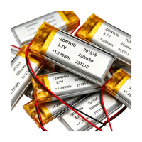 Batteries Li-Poly 3,7 V 350 mAh certifiées KC UL1642 701535 en gros, cellules en pochette avec 500 cycles pour station de batterie externe rechargeable