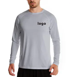 Custom Your Logo UPF50 88%Polyester 12%Spandex Quick Dry Long Sleeve Running Hiking Fishing Athletic Men's T Shirt