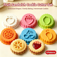 Pemotong Kue Sandwich Buah, Cetakan Biskuit Tekan 3D, Alat Pembuat Kue Fondant Stroberi Ceri Jeruk Mangga Lemon Apel