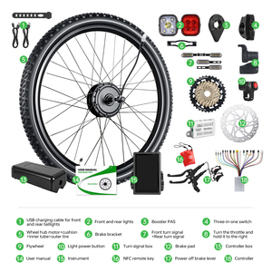 <b>Electric</b> Bike Conversion Kit Rear Wheel 27.5 Inch Brushless <b>Hub</b> Motor 1000W LCD Display Disc Brake Stainless Steel NFC Remote - Product Image 1