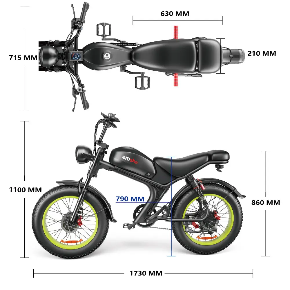 Vente en gros Emoko C93 48V 1000W gros pneu VTT ebike grosses roues cyclomoteur motos mobilité adulte vélo électrique