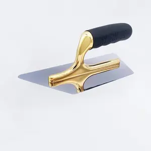 Altın kaplama yuvarlak köşe paslanmaz çelik spatula sanat boya aracı sıva çamur mala