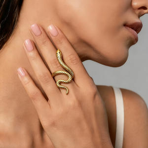 Serpentine Snake <b>Ring</b> 18k Gold Plated Animal Design Women's Fashion Jewelry Gift - Product Image 1
