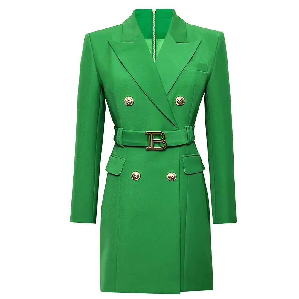 Top Quality Women Green Blazer Jacket Dress Formal Office Dresses