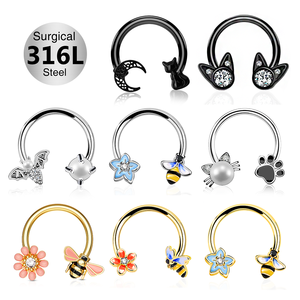 Anneaux de piercing en acier chirurgical 16G pour le nez, le septum, le cartilage, l'hélix, le <span class=keywords><strong>tragus</strong></span>, l'oreille, le lèvre, en forme de <span class=keywords><strong>fer</strong></span> à <span class=keywords><strong>cheval</strong></span> - Product Image 5