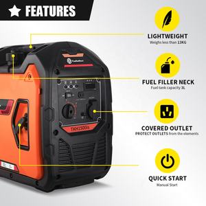 Générateur à essence portable ultra-silencieux de haute qualité 1KW, 1.3KW, 2KW, 3KW, idéal pour les dîners familiaux et le camping - Product Image 5