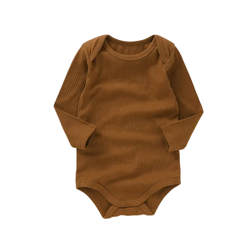 刺Embroideryを追加することができますマスタードオーガニックコットンリブ付きスナップベビー幼児ボディスーツ