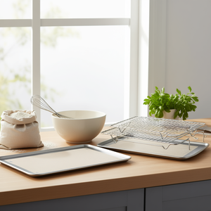 Juego de 3 bandejas de silicona plateada y acero inoxidable para horno tostador, para hornear, enfriar y asar, 9 x 7 x 1 pulgada, aptas para lavavajillas - Product Image 2