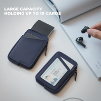Dompet Kartu Kredit & ID Card Kulit Asli Full Grain Berkualitas Tinggi, Anti RFID, Model Pendek Normcore/Minimalis, Kantong Koin, untuk Pria
