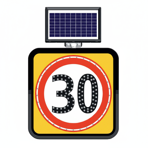 Señal de Tráfico Reflectante con Energía Solar de 60 x 60 cm, Señal de Advertencia de Velocidad Máxima de 30 km/h para Carreteras - Product Image 2