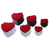 Vente en gros de roses éternelles naturelles de haute qualité personnalisées, boîtes de roses éternelles, rose préservée dans une boîte ronde, fleur