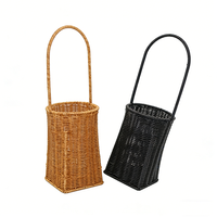 Panier à fleurs en plastique imperméable écologique fait à la main avec poignée, panier de rangement haut pour la décoration de la maison et l'emballage de cadeaux