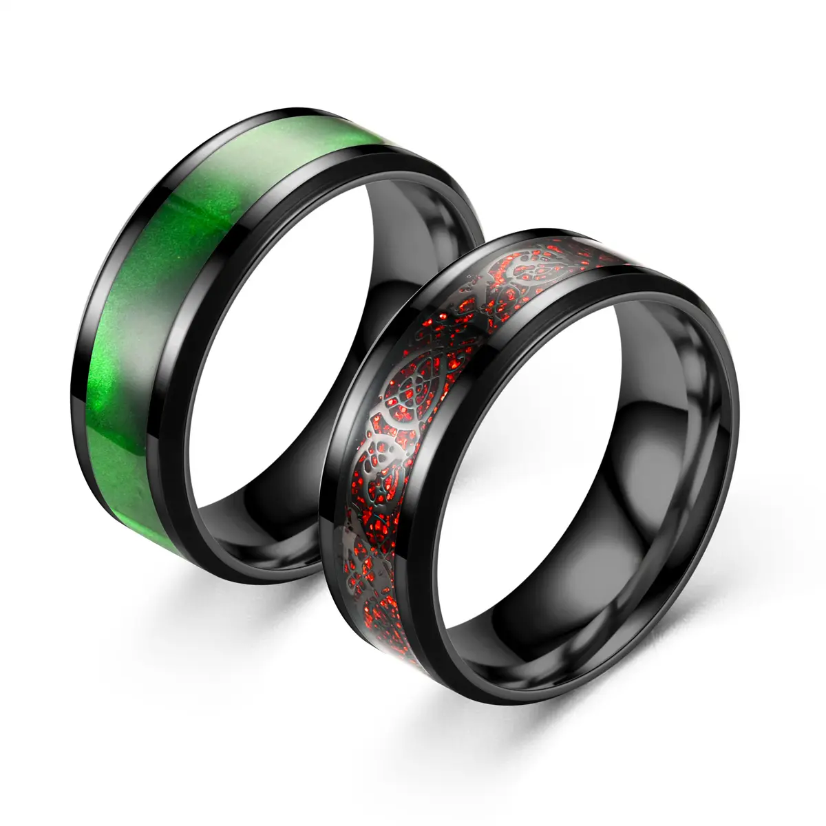 Bague pour hommes, anneau en acier inoxydable et tungstène, bague masculine, en argent, rouge, Dragon, vert, bleu, Fiber de carbone, titane, 2022