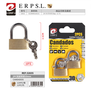 Lucchetto Erpsl con grillo corto da 30 mm, lucchetto in rame, 2 pezzi, lucchetti di sicurezza di livello industriale per stoccaggio e uso sicuro - Product Image 1