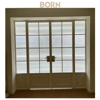 Puertas de Entrada de Diseño de Lujo Personalizadas, Puertas Dobles Francesas de Aluminio Negro para Exteriores, de Seguridad, para Villa
