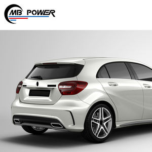 Kit de carrocería de estilo A clase A45 A apto para W176 A200 A250 2013- A45 parachoques delantero Punta de escape falda lateral material PP Facelift - Product Image 4