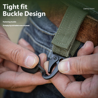 Ceinture tactique d'extérieur multifonctionnelle en nylon tressé à imprimé animal avec mousqueton et boucle à crochet d'olécrâne, porte-clés polyvalent