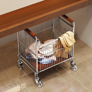 <span class=keywords><strong>Porta</strong></span> cesto per biancheria sporca per pavimento del bagno <span class=keywords><strong>con</strong></span> capacità di impugnatura in legno carrello portaoggetti Mobile organizzatore di mobili <span class=keywords><strong>Trolley</strong></span> - Product Image 5