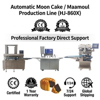 Nouvelle ligne de production automatique de gâteaux de lune et de maamoul HJ-860X avec fonctions d'encrustage et d'estampage pour boulangerie, certifiée CE, 220V haute performance