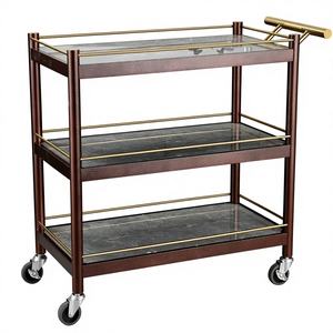 Chariot de service buffet en acier inoxydable à 3 niveaux pour <span class=keywords><strong>salon</strong></span> de beauté et hôtel, chariot de rangement multifonctionnel pour manucure - Product Image 1