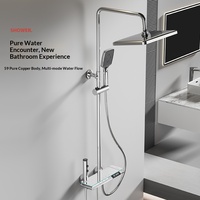 Ensemble de douche mural thermostatique en laiton pressurisé à 4 fonctions avec affichage numérique et touches piano, idéal pour la vente en gros