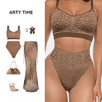 Hexin Vente en Gros Confort Léopard Bralettes sans Armature Quotidien Deux Pièces Ensembles Soutien-gorge Gainant Sans Coutures Femme