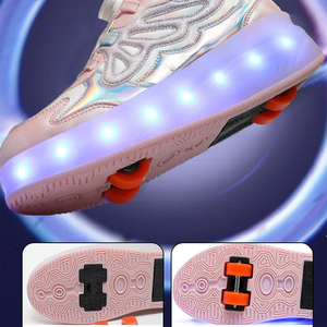 Zapatos <span class=keywords><strong>de</strong></span> Patinaje con <span class=keywords><strong>Ruedas</strong></span> Deformables <span class=keywords><strong>de</strong></span> <span class=keywords><strong>4</strong></span> <span class=keywords><strong>Ruedas</strong></span> para Mujer, 2 en 1, Patineta, Moda, Cuero Genuino, Zapatos Deportivos con <span class=keywords><strong>Ruedas</strong></span> - Product Image 3