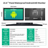 PC industriel tout-en-un avec écran tactile capacitif de 23,8 pouces, étanche, Android, montage mural, RK3566, Android 11, WiFi, RJ45