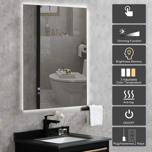 Hiện đại <span class=keywords><strong>LED</strong></span> hình chữ nhật gương cảm biến cảm ứng chuyển đổi chiếu sáng nhôm ống kính phòng tắm tủ cho salon phòng khách sản xuất Trung Quốc - Product Image 2