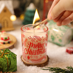 Christmas Style Glass Jar Scented <b>Candle</b> Long Lasting Plant Essential Oil Fragrance Creative Holiday Souvenir <b>Gift</b> - Product Image 3