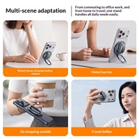 Support magnétique pour téléphone en alliage d'aluminium, pliable, antidérapant, avec anneau réglable pour utilisation au lit