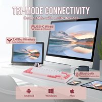 KF101 Monitor eksternal tiga mode, lampu latar RGB bahan ABS multifungsi Keyboard mekanis Rocker