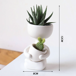 Maceta <span class=keywords><strong>de</strong></span> cerámica blanca creativa, maceta <span class=keywords><strong>de</strong></span> estatuilla blanca para decoración <span class=keywords><strong>de</strong></span> oficina <span class=keywords><strong>de</strong></span> <span class=keywords><strong>mesa</strong></span> <span class=keywords><strong>de</strong></span> <span class=keywords><strong>cactus</strong></span> y suculentas - Product Image 4