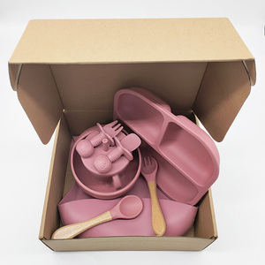 Ensemble personnalisé de bol, assiette, bavoir et cuillère en silicone pour bébé, sans BPA, sans phtalates, motif animal - Product Image 5